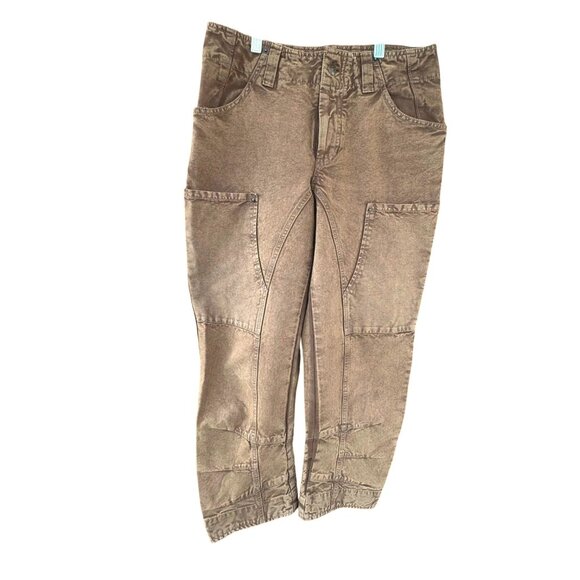 Free People We The Free Womens Olive Brown Utility Cargo Pants Size 6 Cotton Ble - Picture 8 of 12
